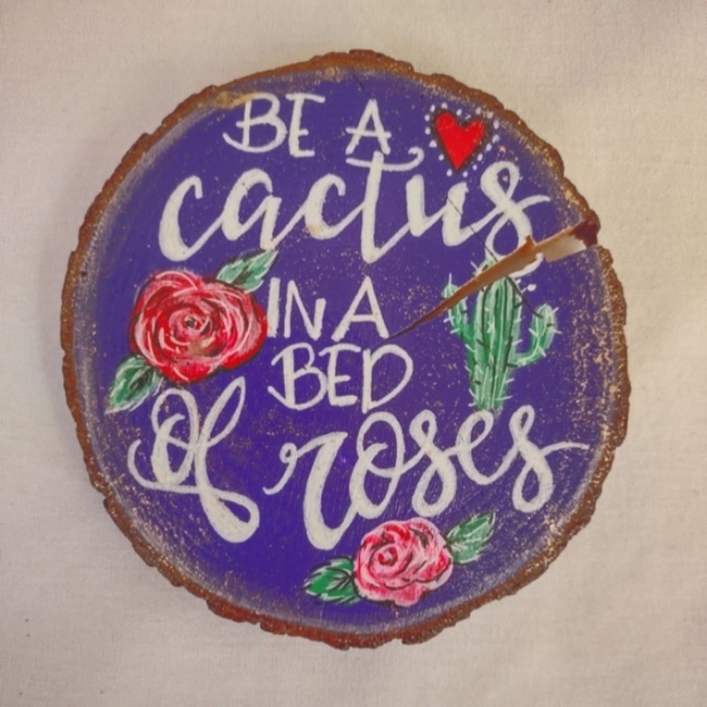 Hand Crafted Decorative Plaque Home Decor Gift Purple White Red One Of A Kind